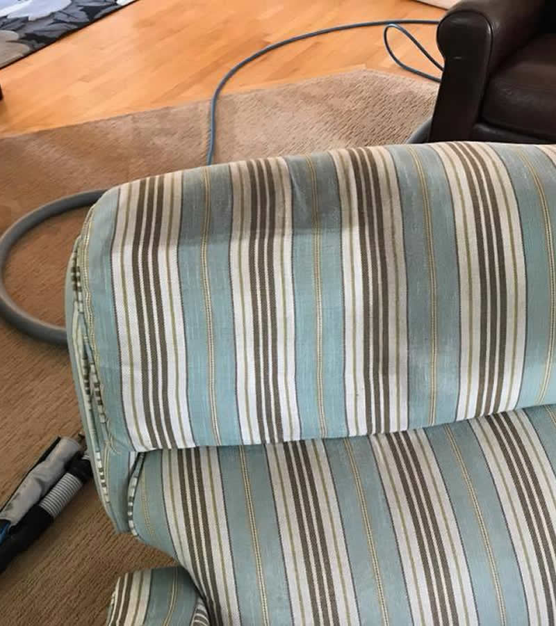 Old couch cleaned before and after